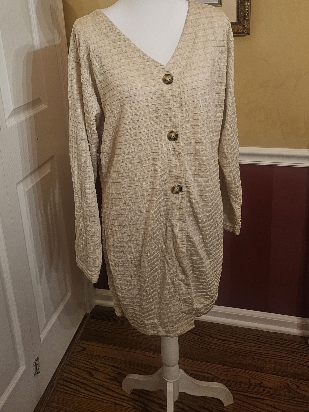 Light Cream Button-Front Women's Cardigan